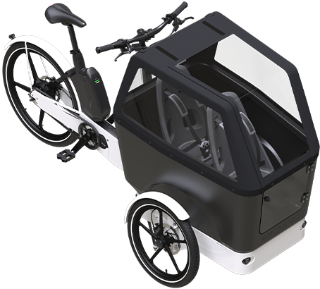 BBCARGO e-ladcykel med 2 børnesæder med kaleche